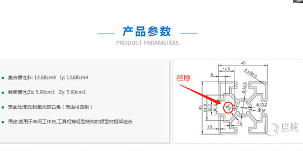 啟域工業鋁型材中有多少個壁厚尺寸？