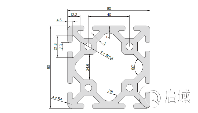 QY-8-8080D鋁型材圖紙