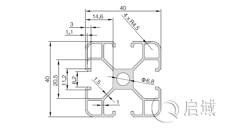 QY-8-4040A鋁型材圖紙